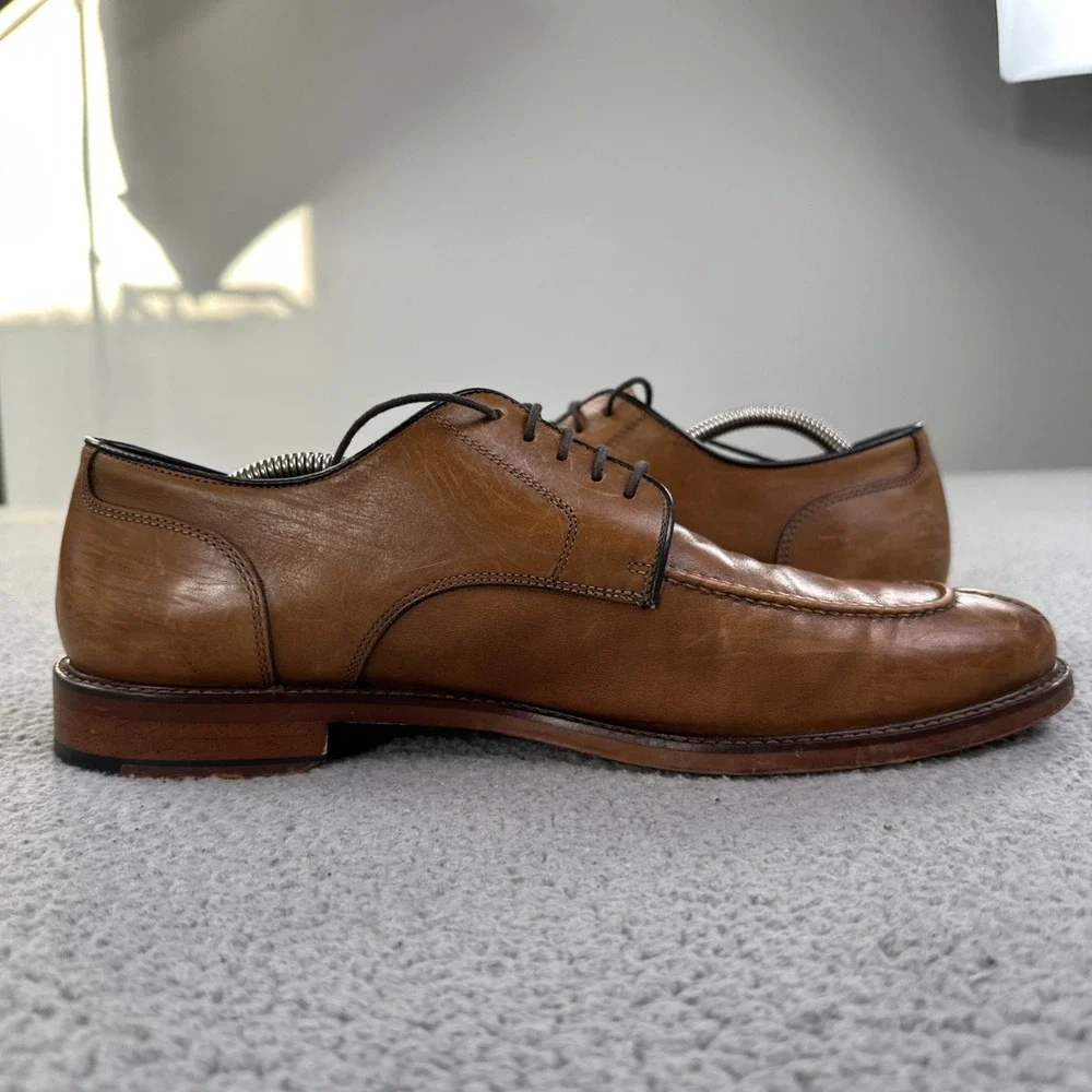 Joseph Abboud Stevenson Split Toe Dress Shoes Men 11 Brown Italian Leather